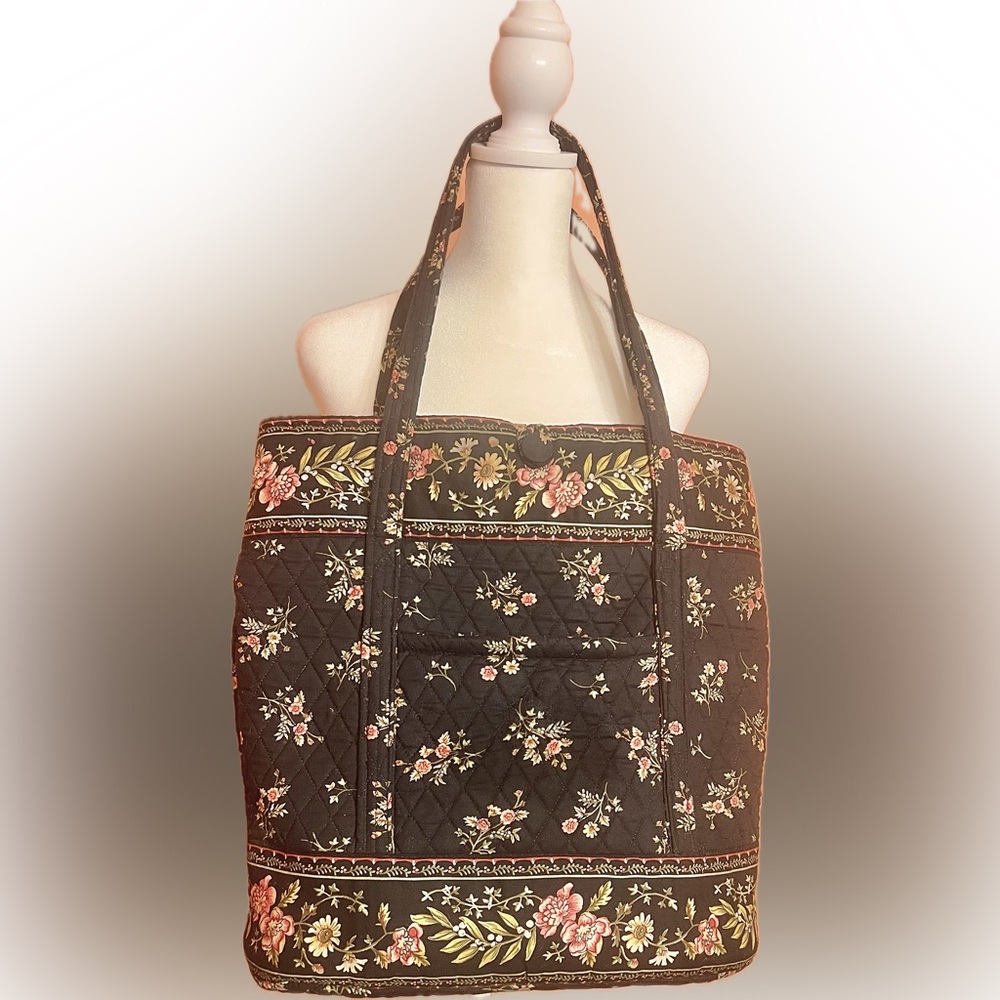 “VeraBradley”-Inspired Floral Black Quilted Tote Bag UEC - Picture 2 of 10